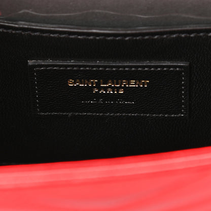 Saint Laurent Metallic Matelasse Chevron Small Monogram Chain Shoulder Bag Red 6 of 8