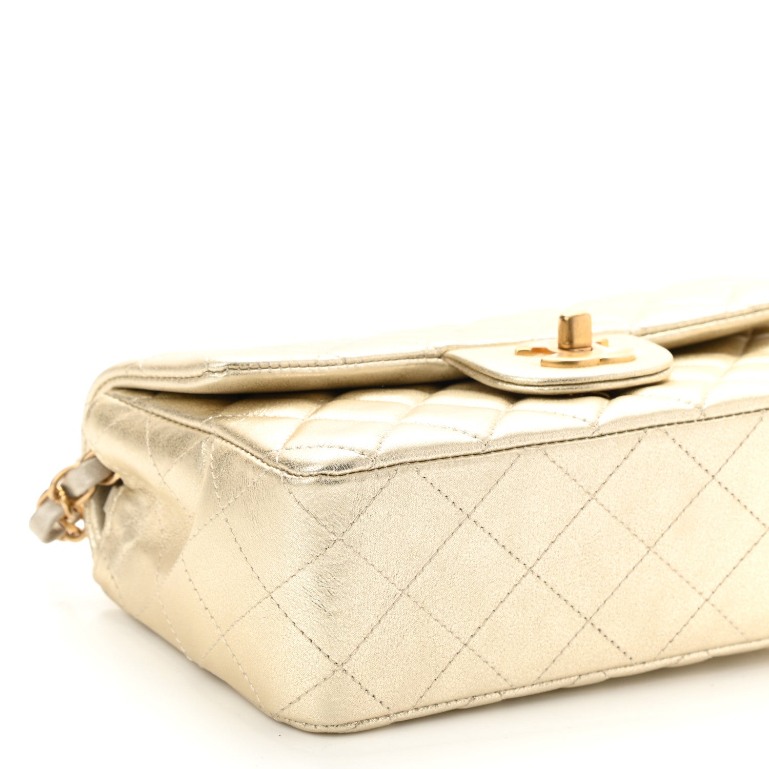 Chanel Metallic Lambskin Quilted Mini Rectangular Flap Gold 9 of 11