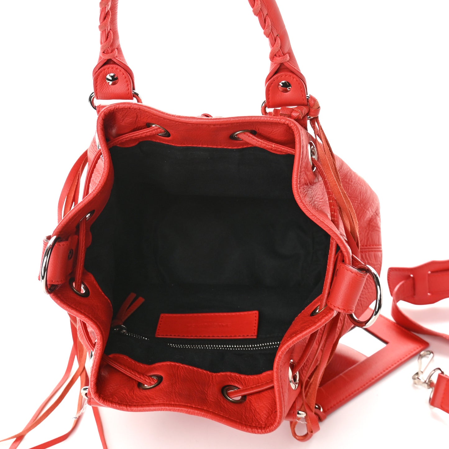 Matte Goatskin Rubber Covered Classic Hardware Mini Pompon Rouge Coquelicot Rouge Braise
