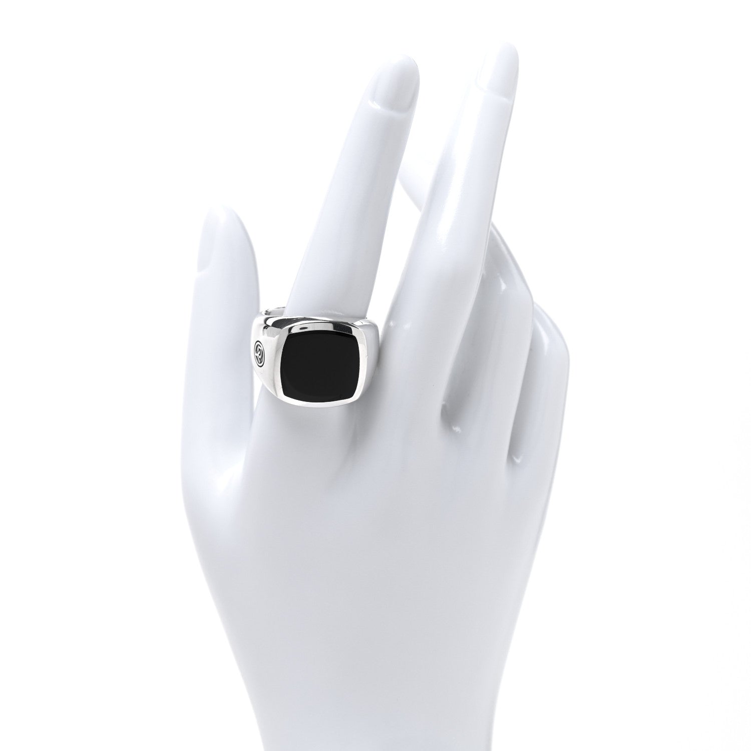 David Yurman Sterling Silver Black Onyx Signet Ring 63 10.5 2 of 4