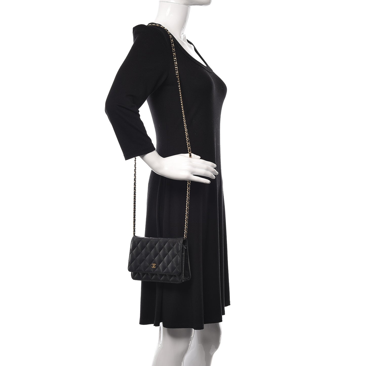 Caviar Quilted Wallet On Chain WOC Black