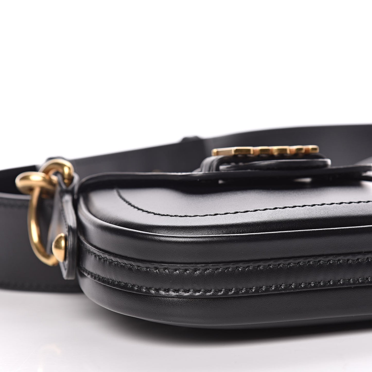 Calfskin Mini D Fence Saddle Bag Black