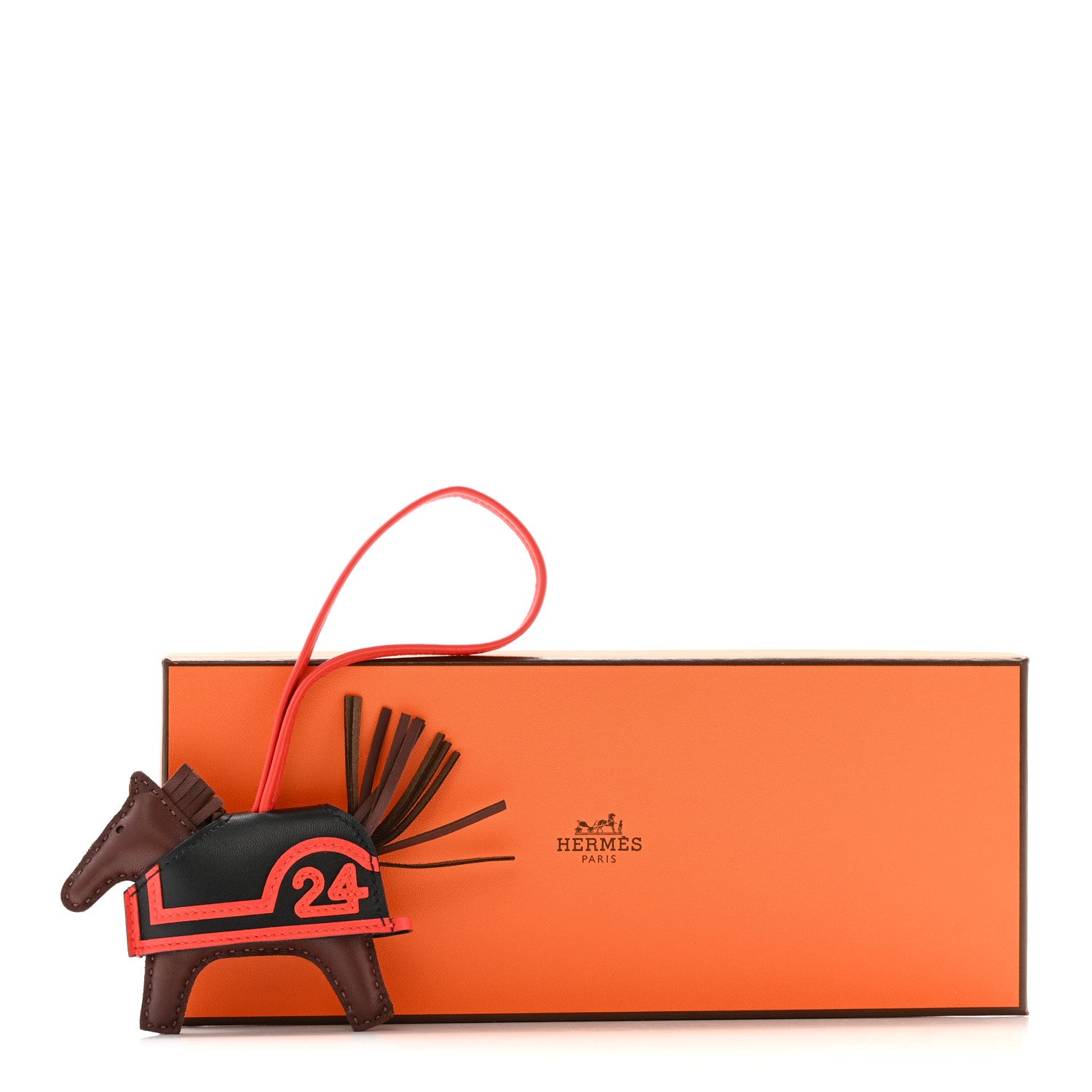 Hermes Milo Lambskin Grigri Rodeo Robeo 24 Bag Charm PM Terre Black Capucine 4 of 4
