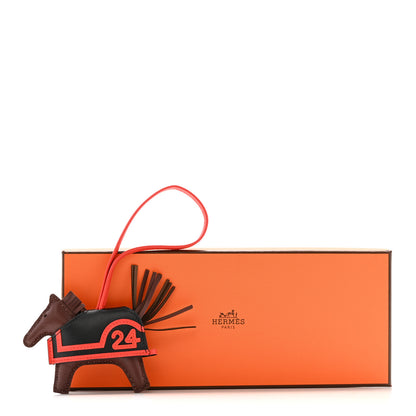 Hermes Milo Lambskin Grigri Rodeo Robeo 24 Bag Charm PM Terre Black Capucine 4 of 4