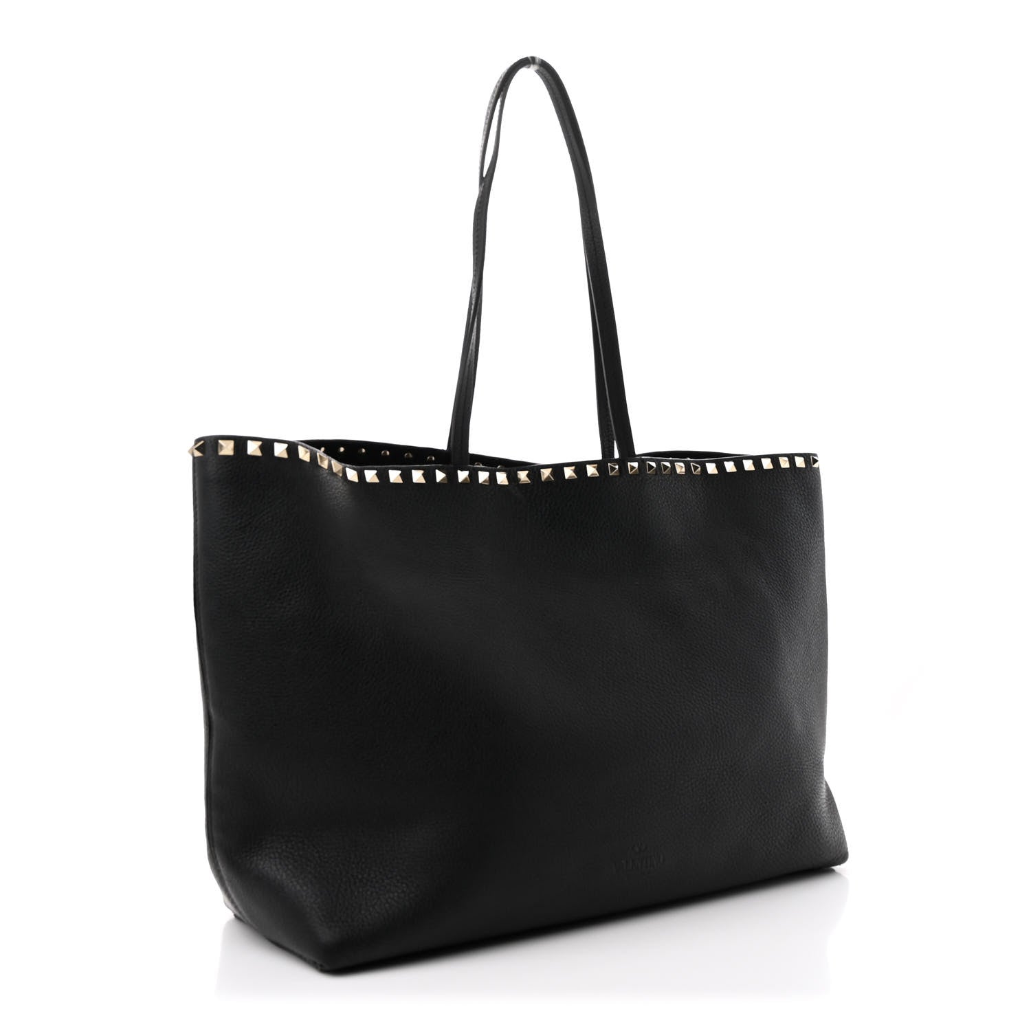 Valentino Garavani Grained Calfskin Rockstud Shoulder Tote Black 3 of 9