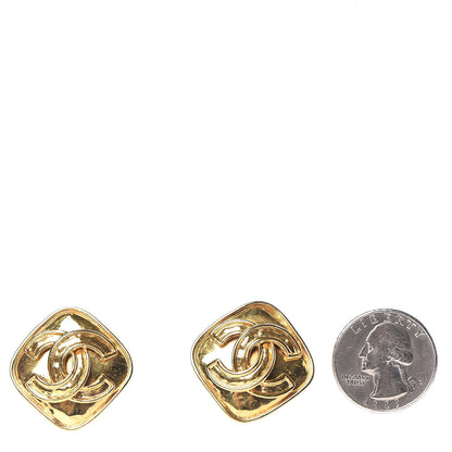 Chanel CC Square Clip On Earrings Gold 2 of 4