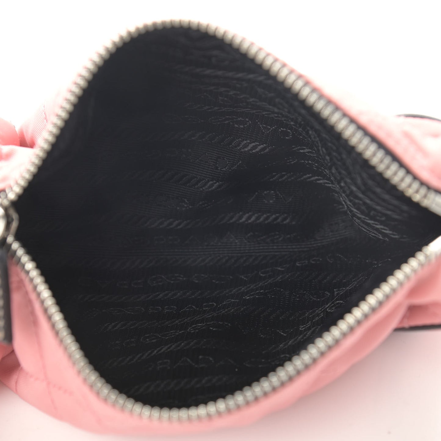 Tessuto Nylon Saffiano Impunturato Quilted Barrel Pochette Pink Black