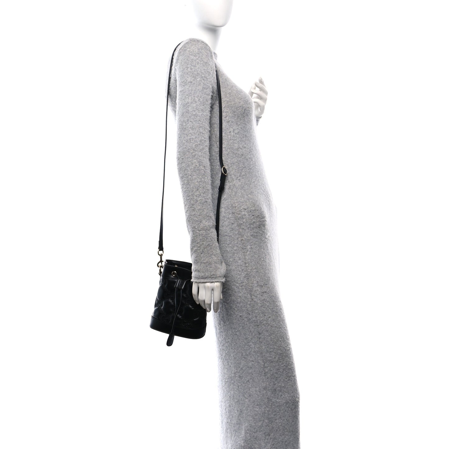 Calfskin GG Matelasse Bucket Bag Black
