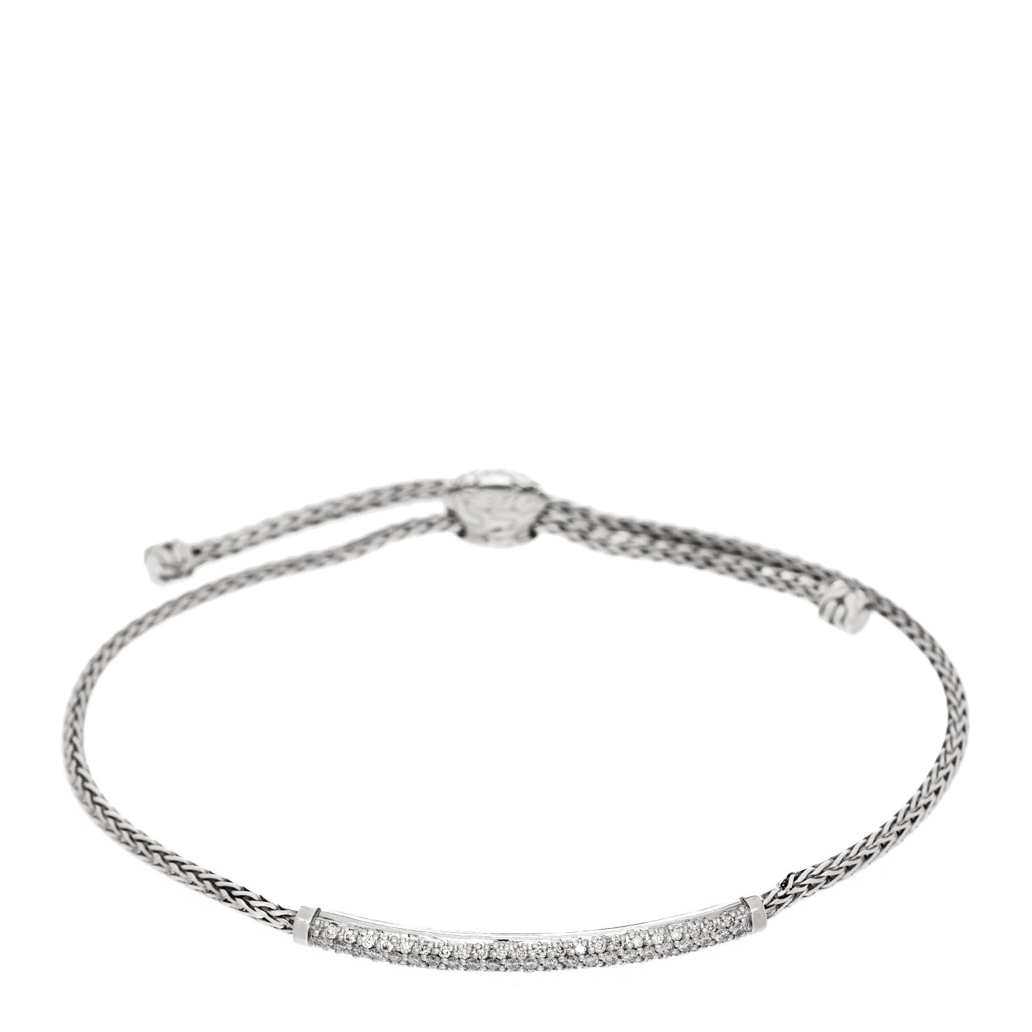 John Hardy Sterling Silver Diamond Classic Chain Pull Through Bracelet 1 of 3