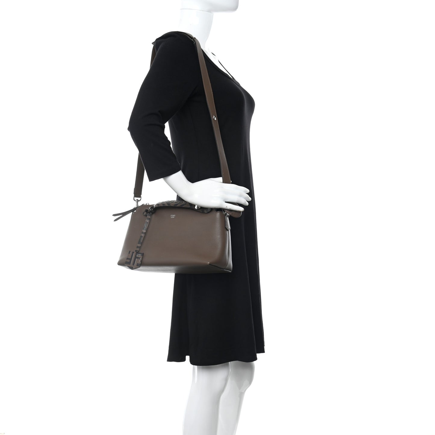 Vitello Dolce Bi-Color FF 1974 Embossed Medium By The Way Boston Bag Maya Black