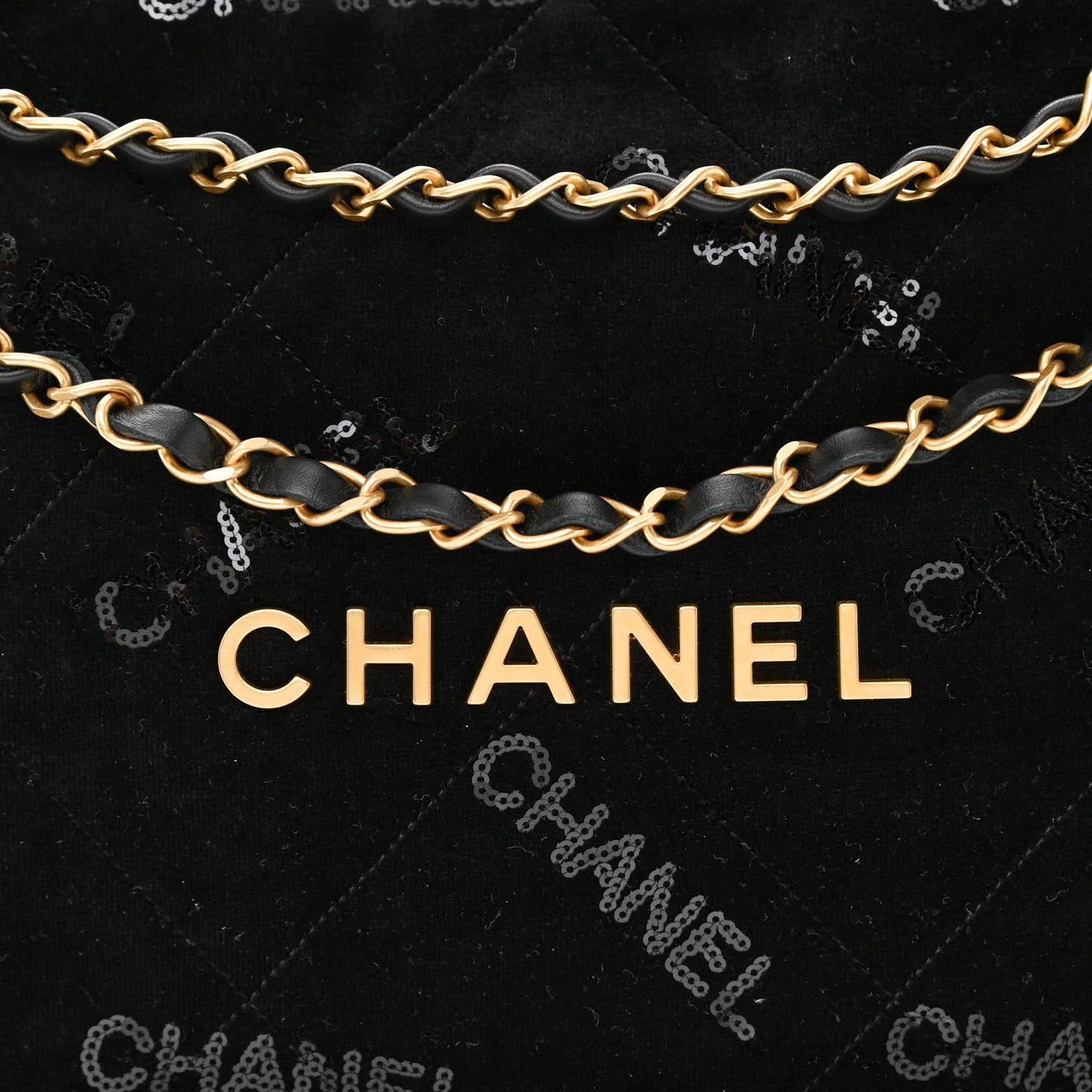 Velvet Sequin Quilted Chanel 22 Black