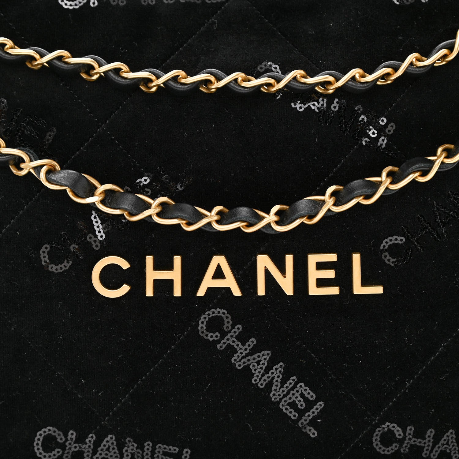 Chanel Velvet Sequin Quilted Chanel 22 Black 9 of 11