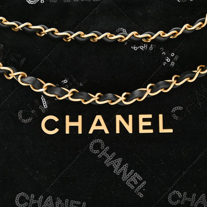 Chanel Velvet Sequin Quilted Chanel 22 Black 9 of 11