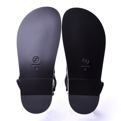 Chanel Grained Calfskin Velcro Dad Sandals 36 Black 5 of 10