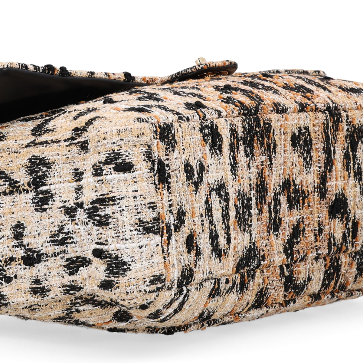 Chanel Tweed Mixed Fibers Leopard Print Souplissimo Maxi Flap Brown Black White 9 of 10