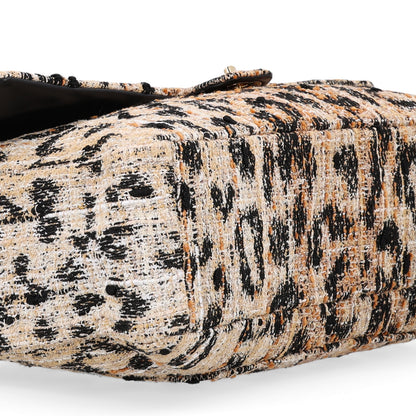 Chanel Tweed Mixed Fibers Leopard Print Souplissimo Maxi Flap Brown Black White 9 of 10