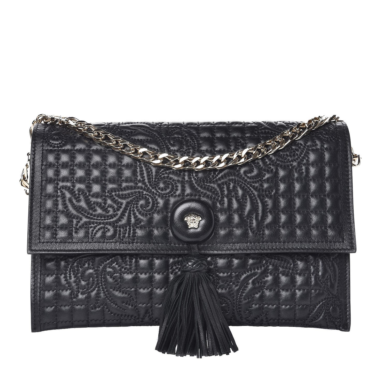 Nappa Barocco Quilted Vanitas Medea Shoulder Bag Black