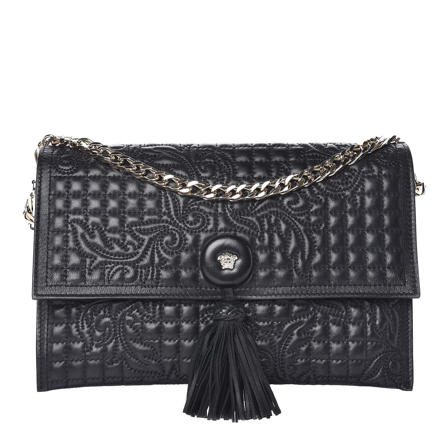 Versace Nappa Barocco Quilted Vanitas Medea Shoulder Bag Black 1 of 8