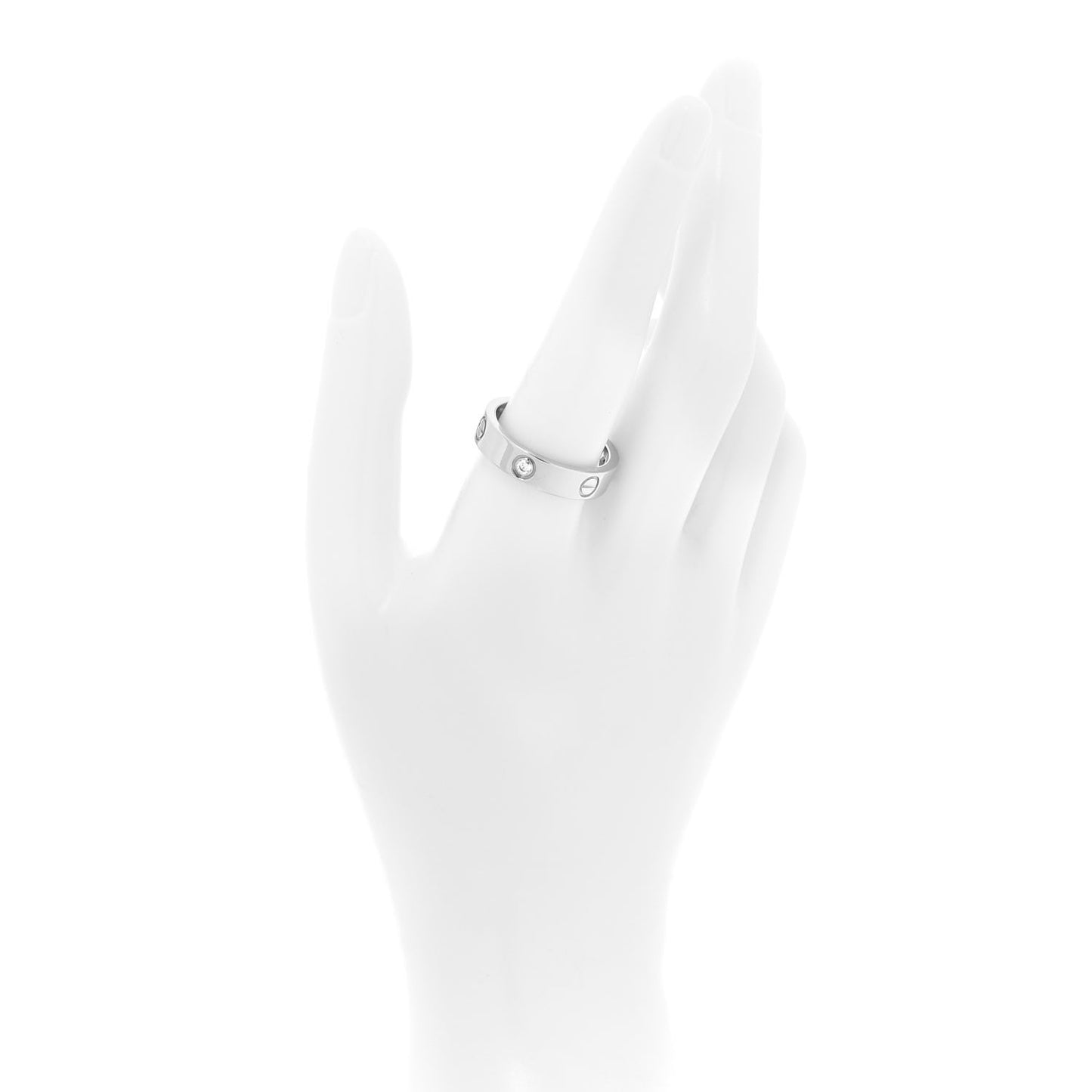 18K White Gold 3 Diamond 5.5mm LOVE Ring 63 10.25