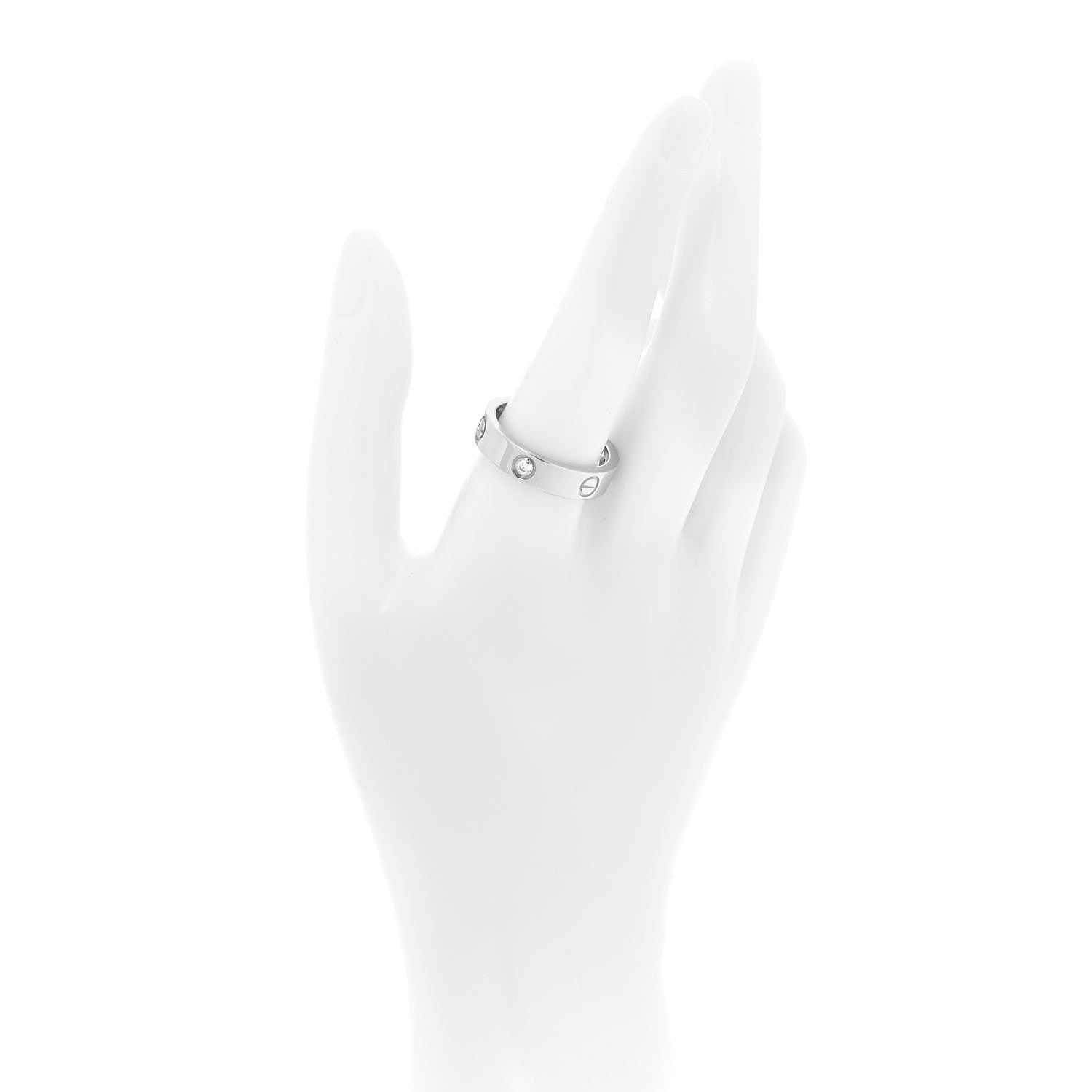 Cartier 18K White Gold 3 Diamond 5.5mm LOVE Ring 63 10.25 2 of 4