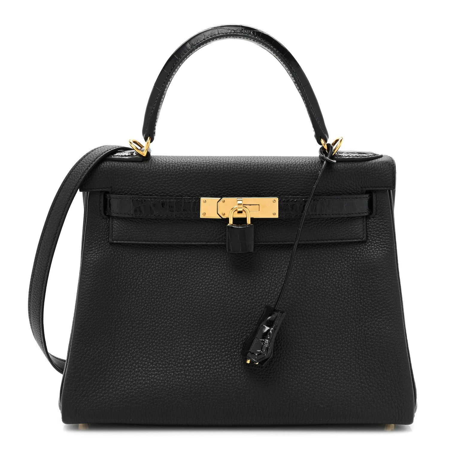 Hermes Togo Shiny Niloticus Crocodile Kelly Retourne Touch 28 Black 1 of 8