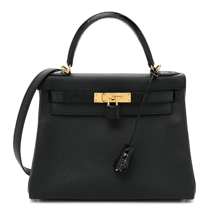 Hermes Togo Shiny Niloticus Crocodile Kelly Retourne Touch 28 Black 1 of 8