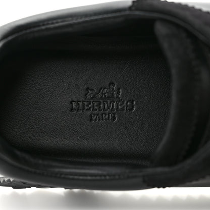 Hermes Calfskin Suede Goatskin Bouncing Sneakers 37.5 Black 7 of 10