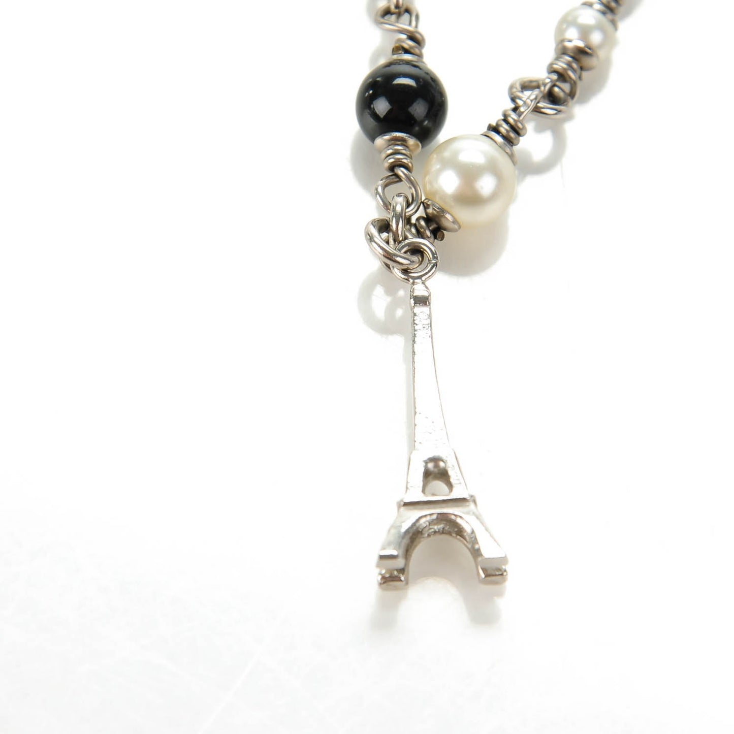 Pearl Beaded Charm Bracelet Silver
