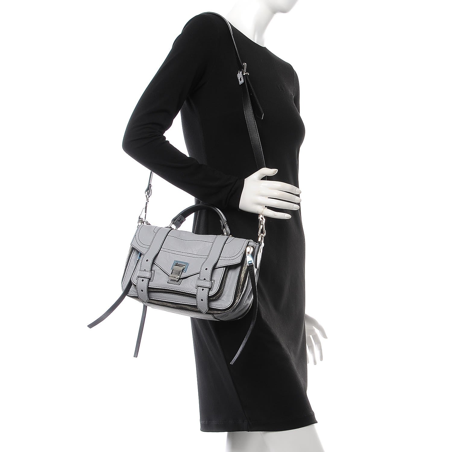 Proenza Schouler Paper Lambskin Tiny PS1 Plus Zip Satchel Dove Grey 2 of 7