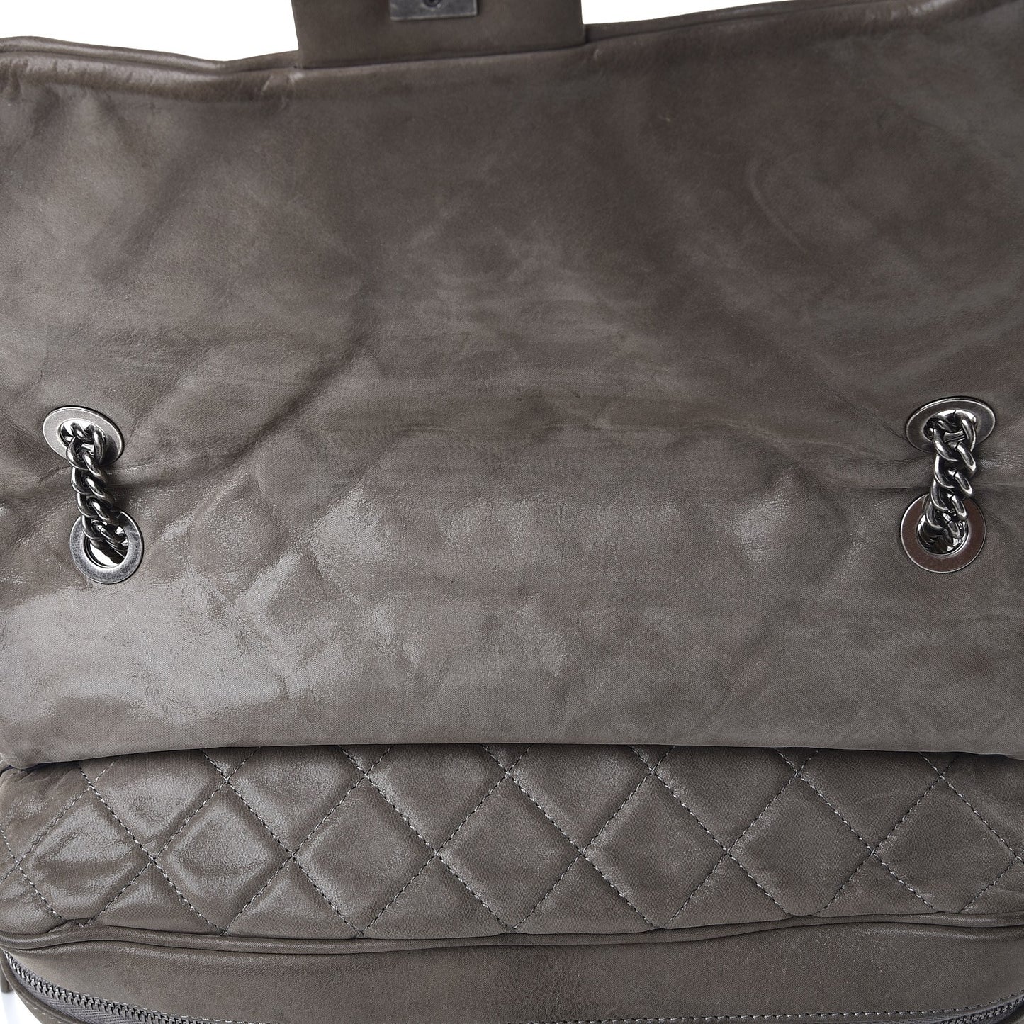 Iridescent Calfskin Quilted Large Shiva Flap Grey