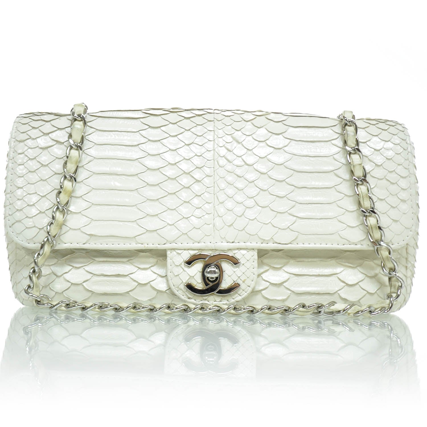 Chanel Python Classic Flap White 1 of 8