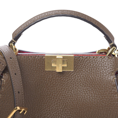 Fendi Cuoio Romano Selleria Medium Peekaboo Iconic Essentially Satchel Fango Papavero Fuxia 10 of 11