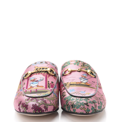 Gucci X DISNEY Jacquard Japanese Donald Duck Womens Princetown Slippers 38.5 Pink Black 2 of 10