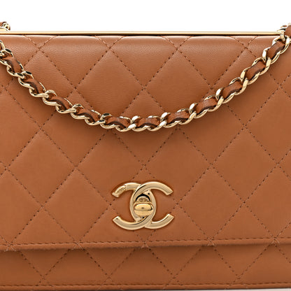 Chanel Lambskin Quilted Trendy CC Wallet On Chain WOC Camel 8 of 13