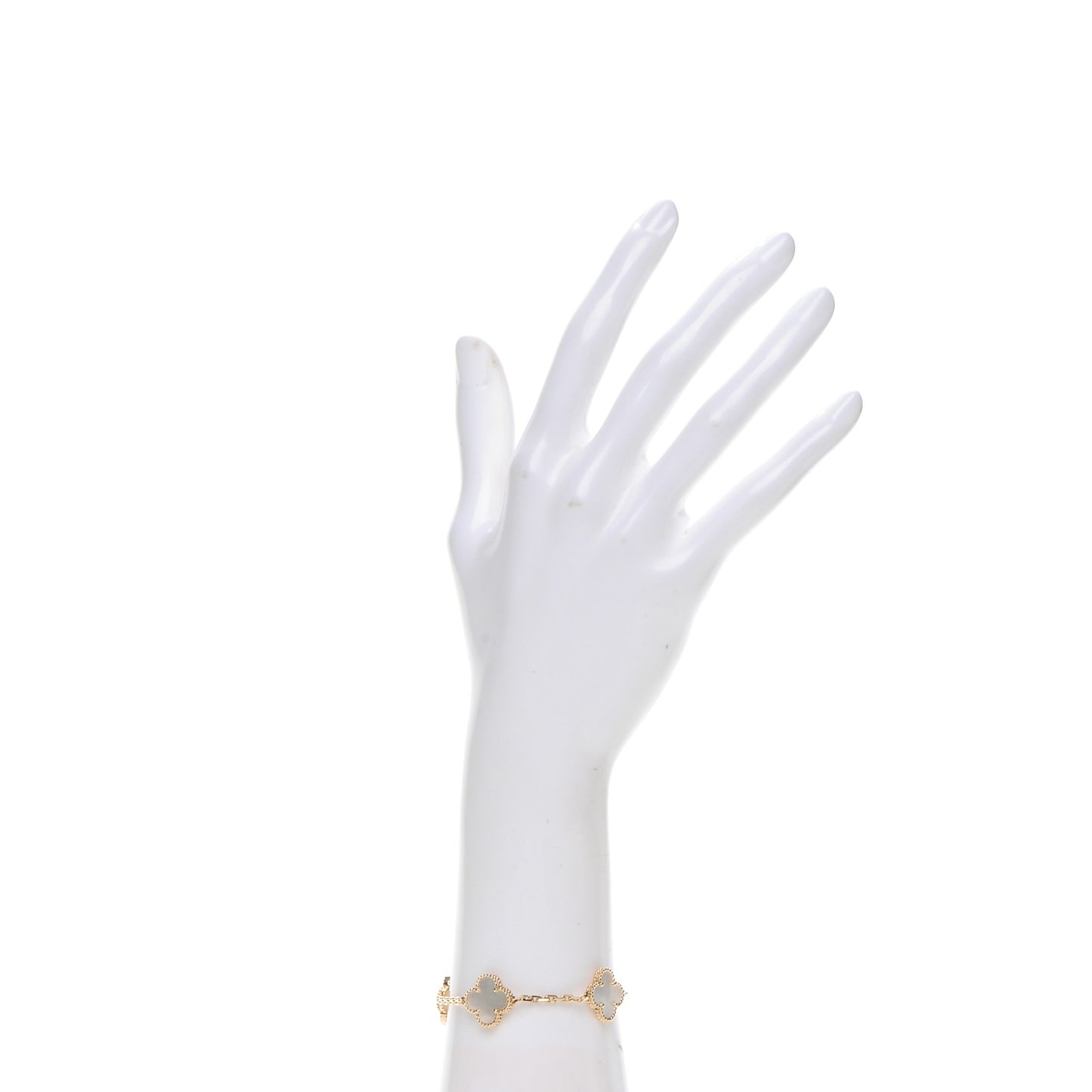 18K Yellow Gold Mother of Pearl 5 Motifs Vintage Alhambra Bracelet
