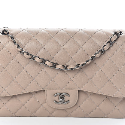 Chanel Caviar Quilted Jumbo Double Flap Dark Beige 8 of 10