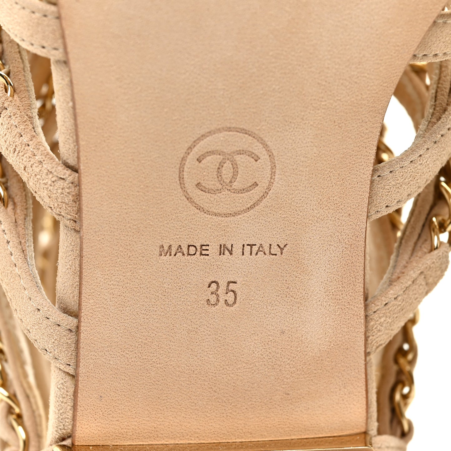Kid Suede CC Chain Sandals 35 Beige