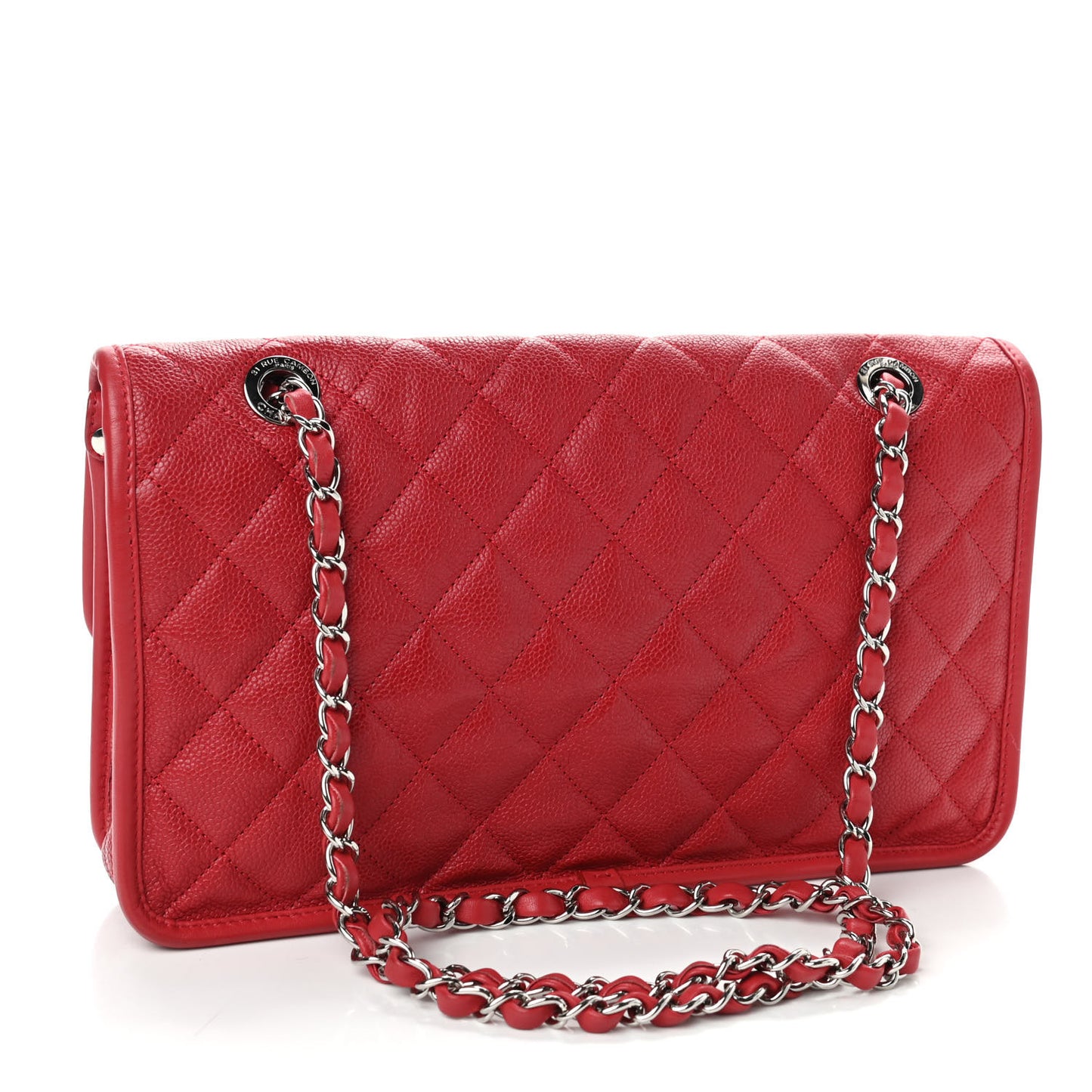 Caviar Quilted Medium French Riviera Flap Red