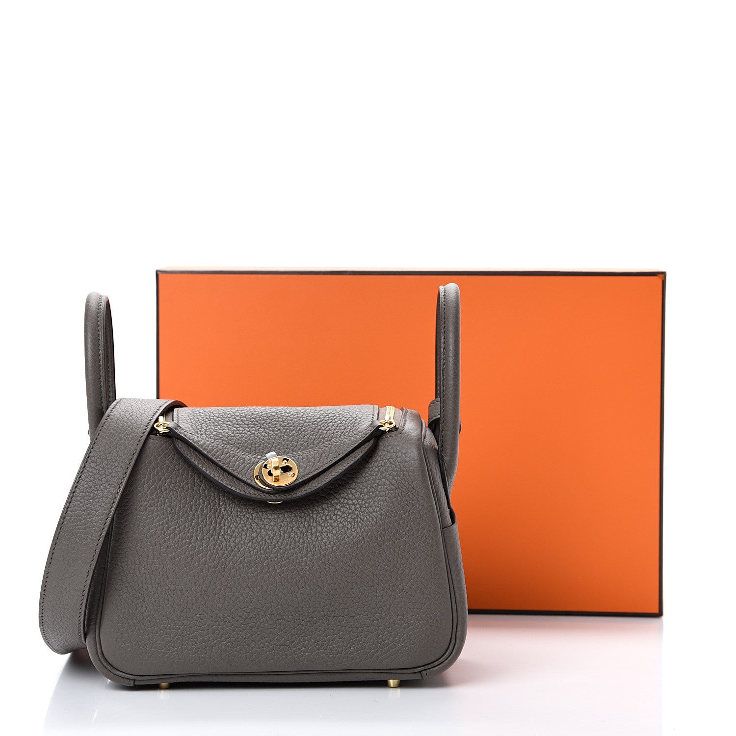 Hermes Taurillon Clemence Mini Lindy 20 Etain 10 of 10