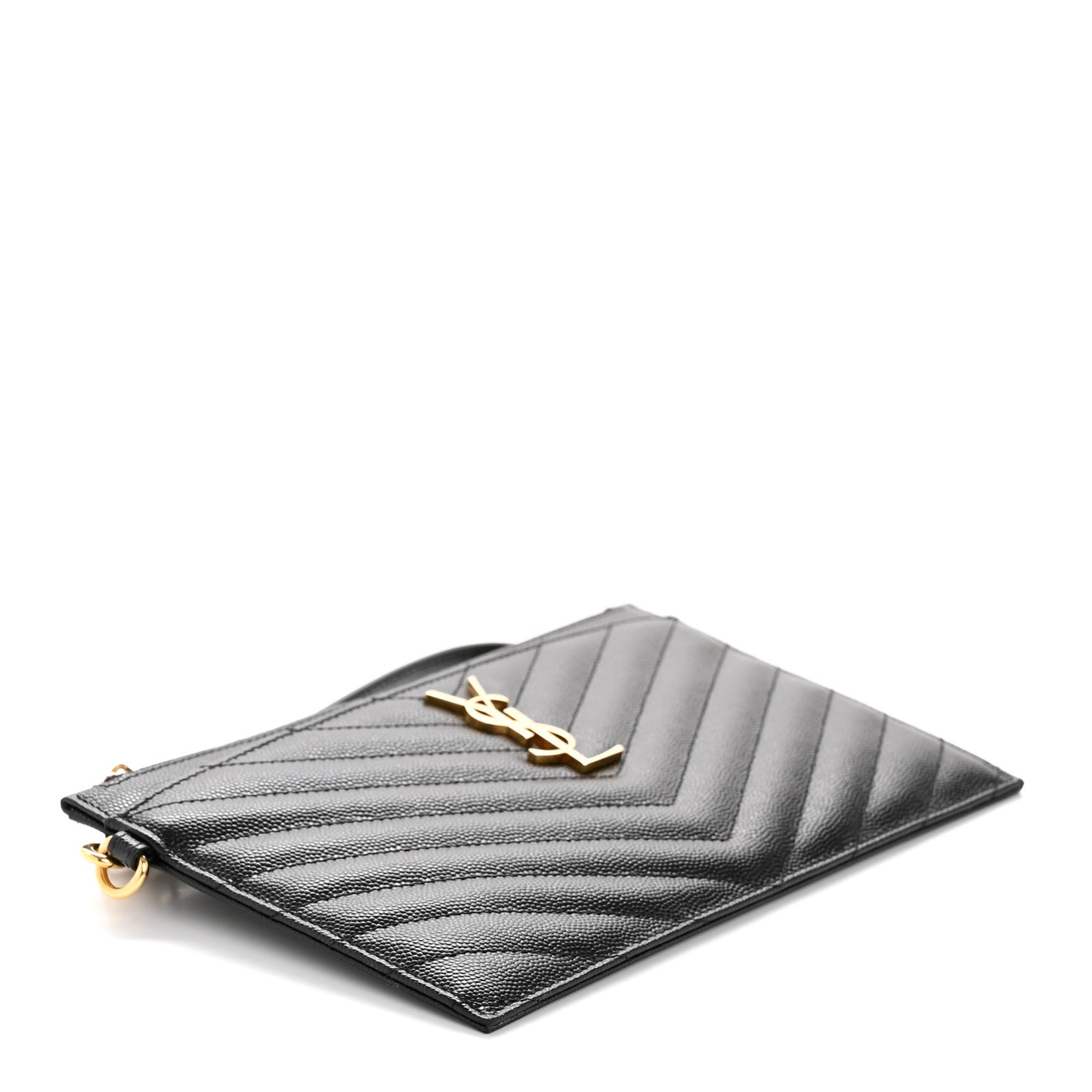 Grain De Poudre Chevron Monogram Large Bill Pouch Black