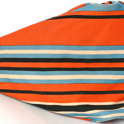Prada Canvas Logo Embossed Striped Large Triangle Shoulder Bag Arancio 7 of 9