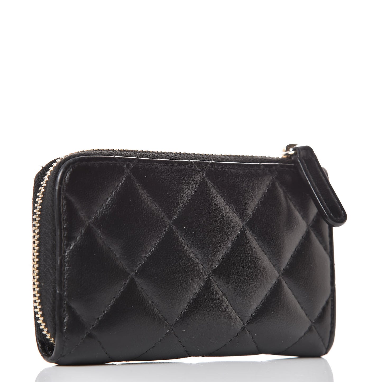 Lambskin Quilted Key Holder Case Black