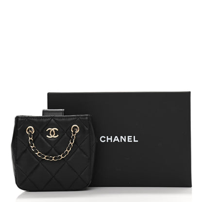 Chanel Lambskin Quilted Tiny Shopping Clutch With Chain Black 11 of 11