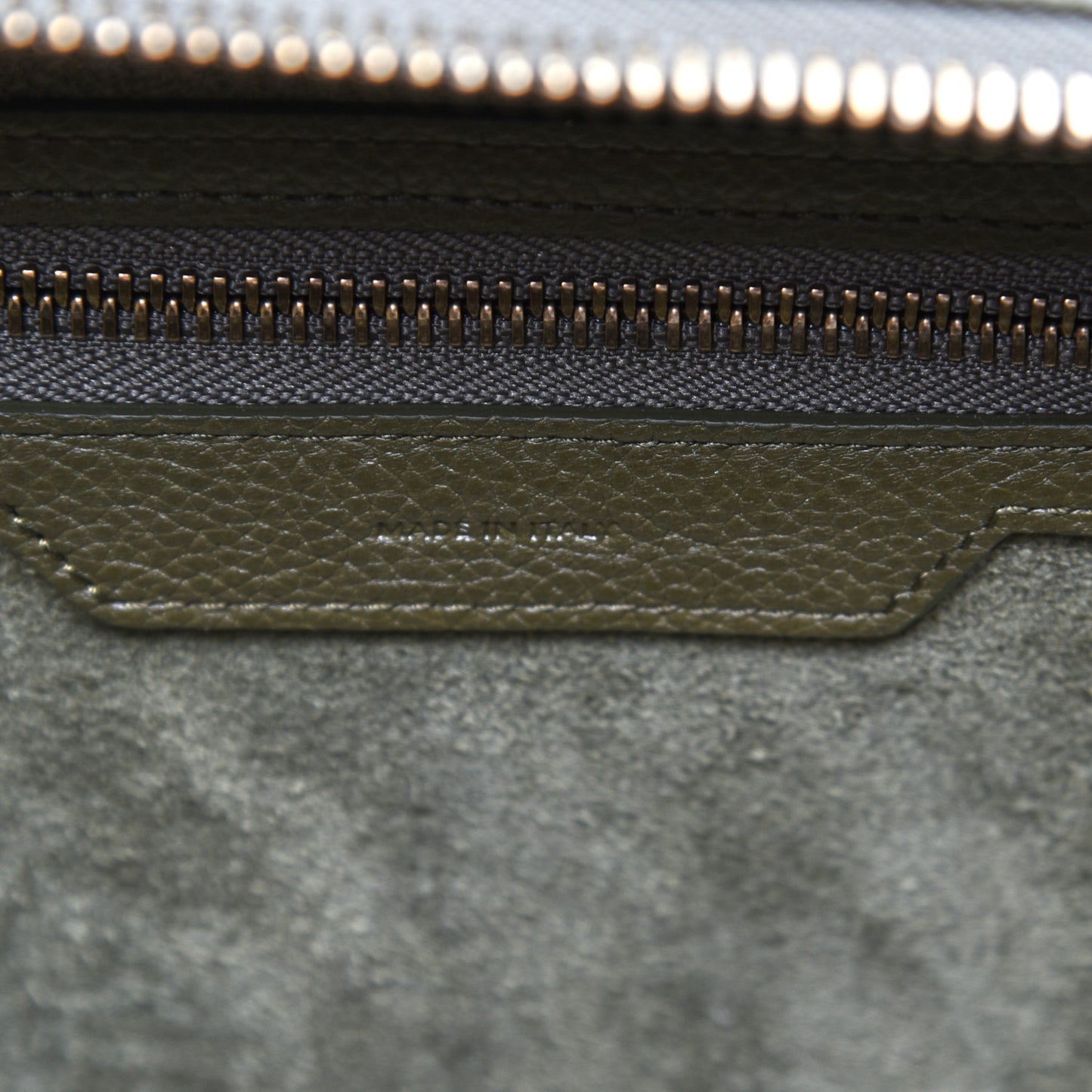 Drummed Calfskin Micro Luggage Dark Olive