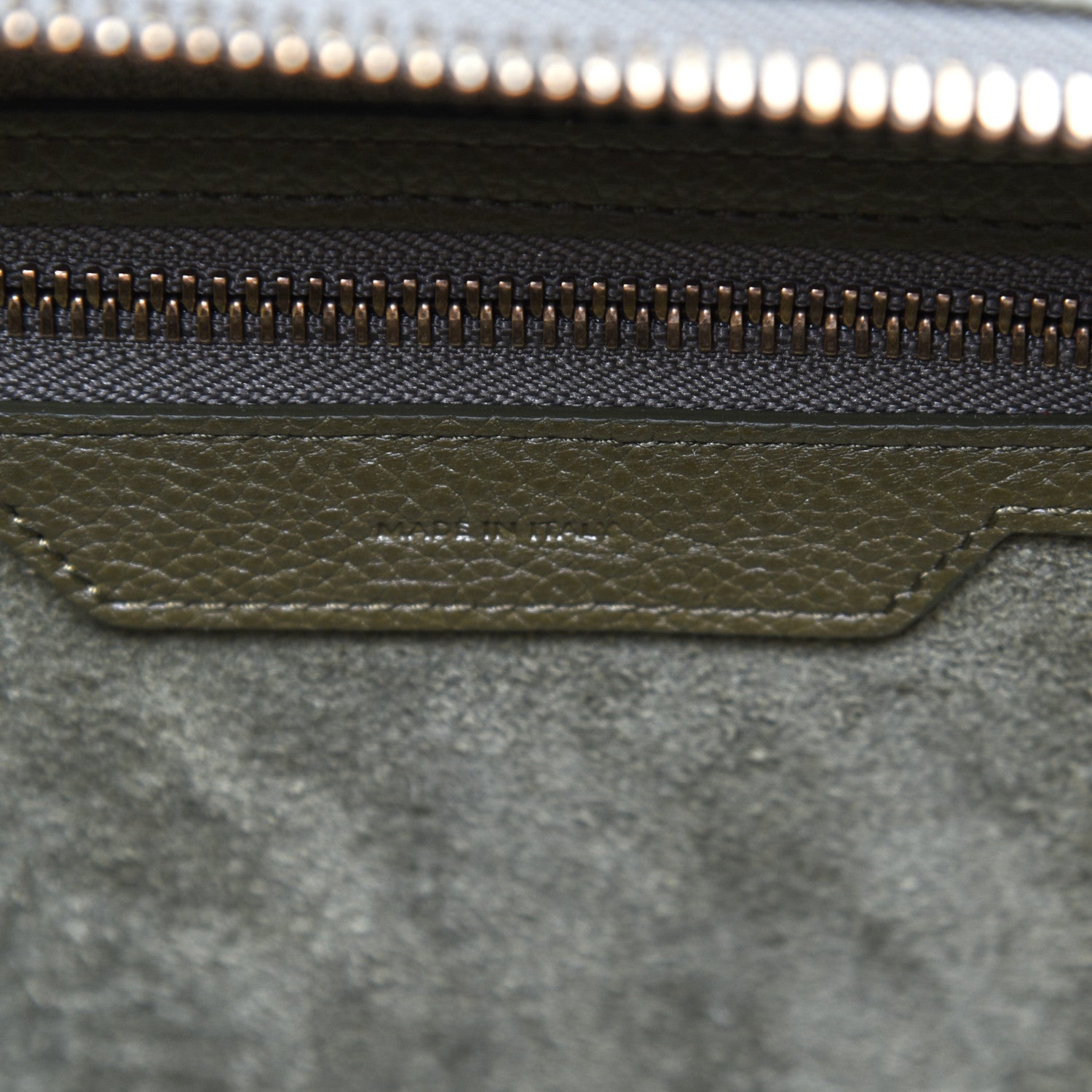Celine Drummed Calfskin Micro Luggage Dark Olive 9 of 12