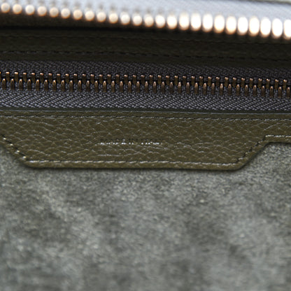 Celine Drummed Calfskin Micro Luggage Dark Olive 9 of 12