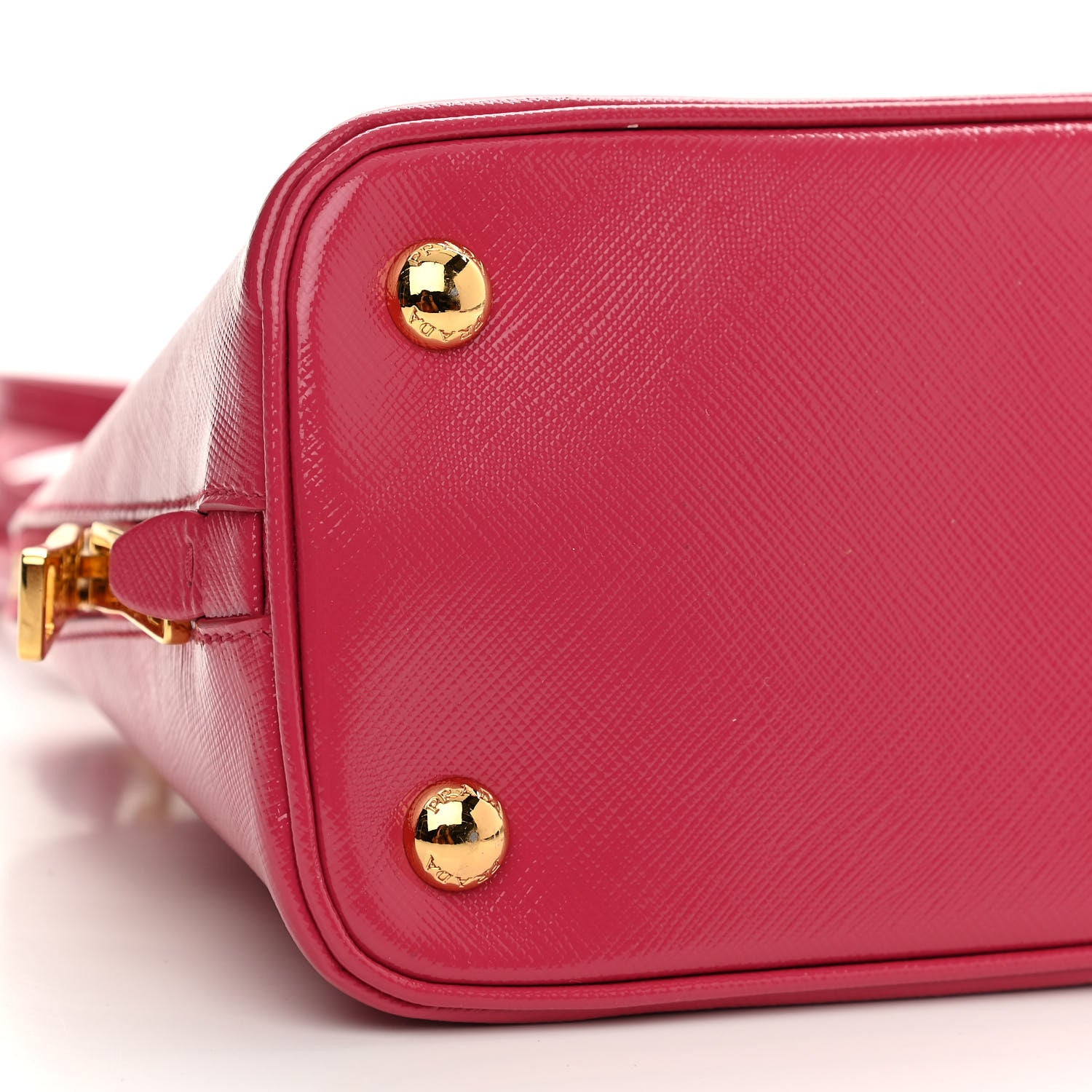 Prada Saffiano Vernice Small Promenade Tote Peonia 10 of 16