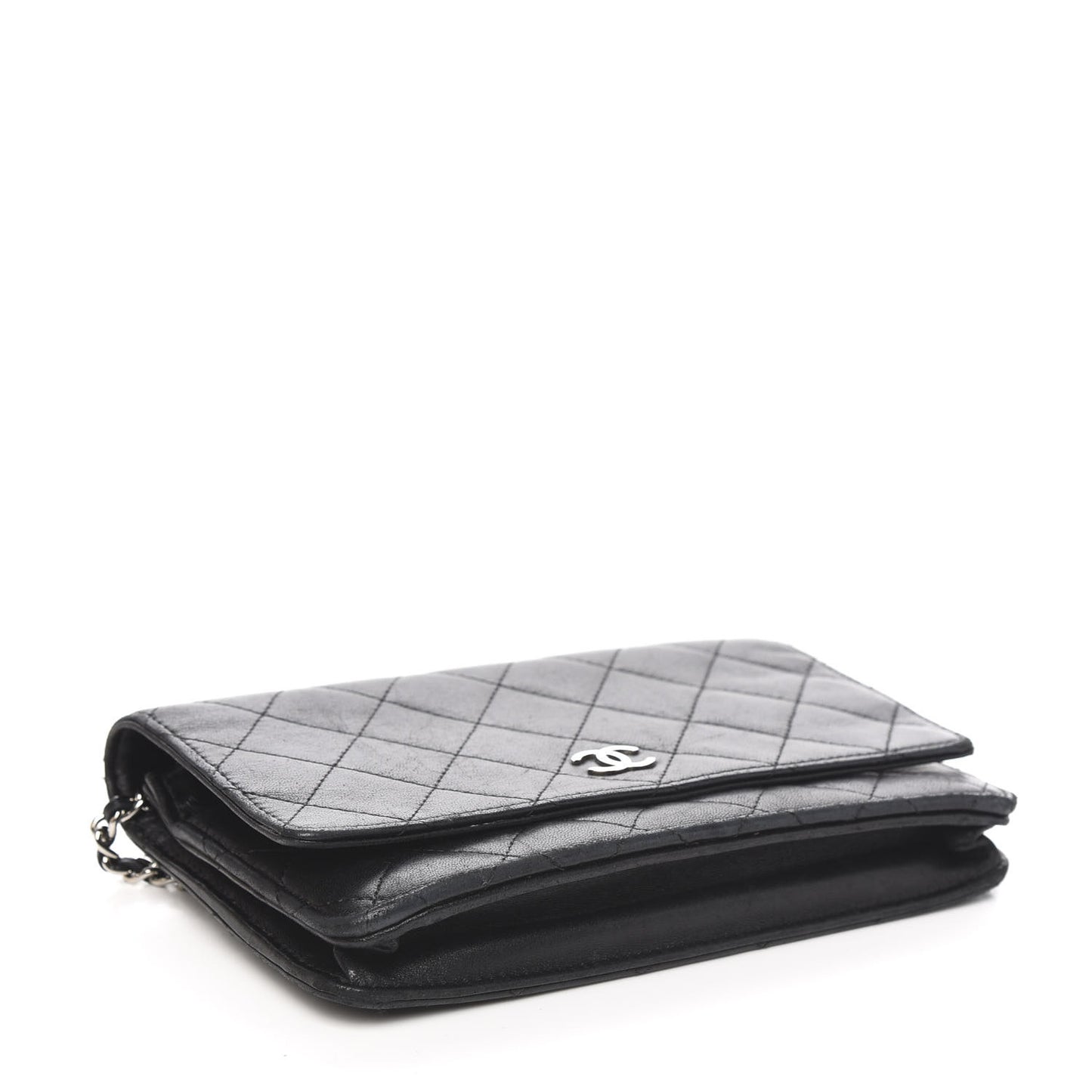 Lambskin Quilted Wallet On Chain WOC Black