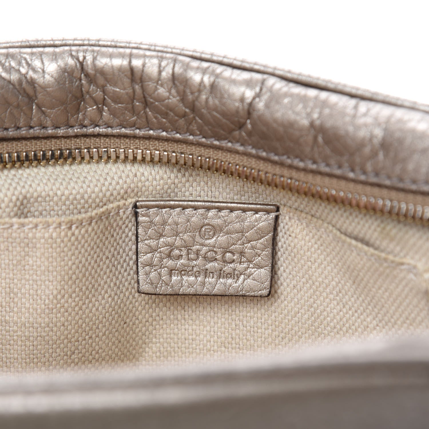 Gucci Metallic Pebbled Calfskin Small Soho Disco Bag Golden Beige 12 of 14
