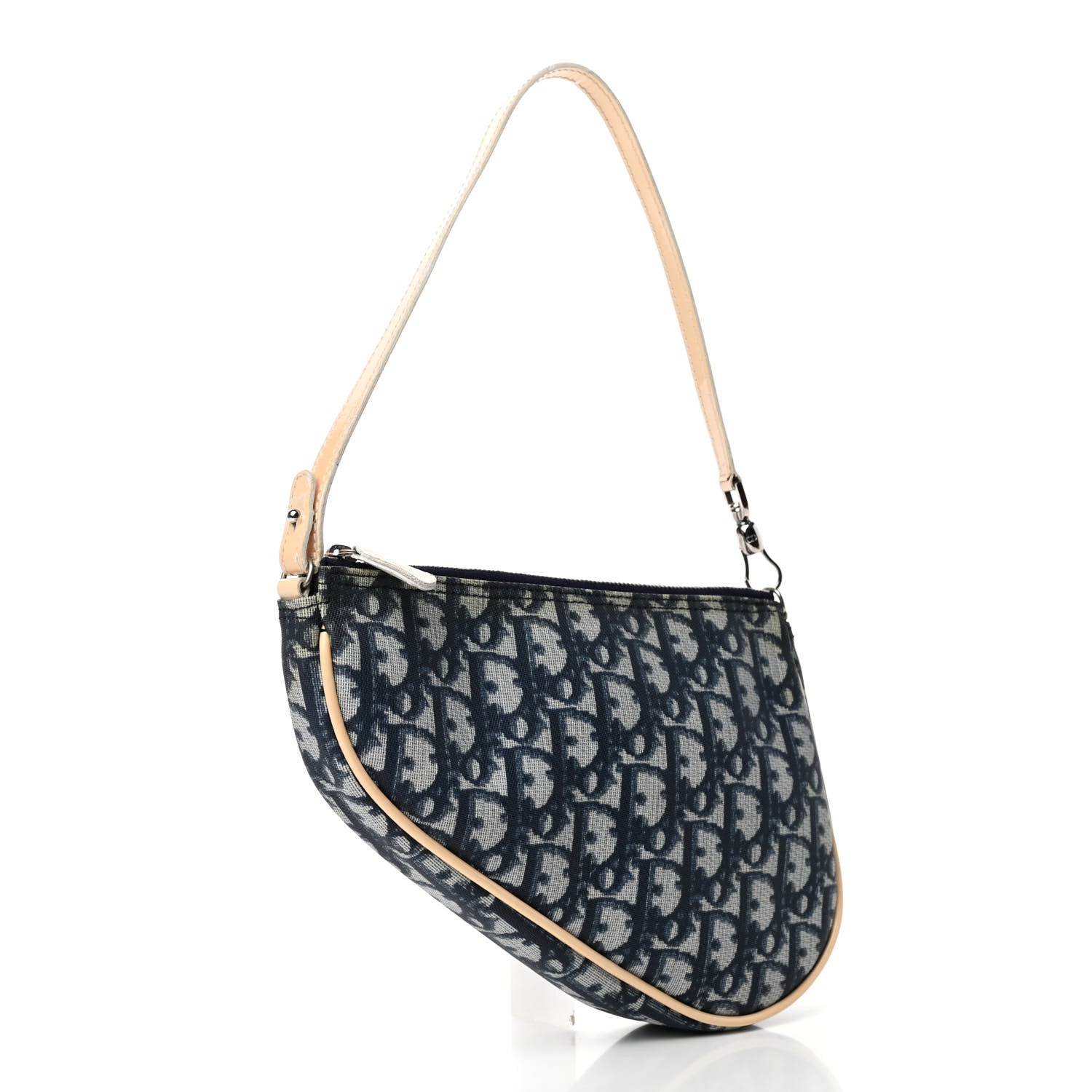 Christian Dior Monogram Mini Saddle Pochette White Blue 2 of 4